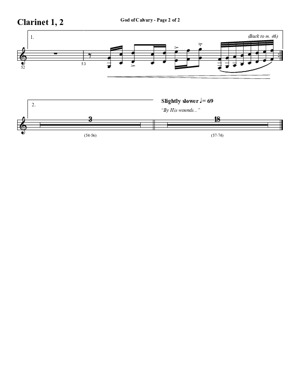 God Of Calvary (Choral Anthem SATB) Clarinet 1/2 (Word Music Choral / Arr. Jay Rouse)