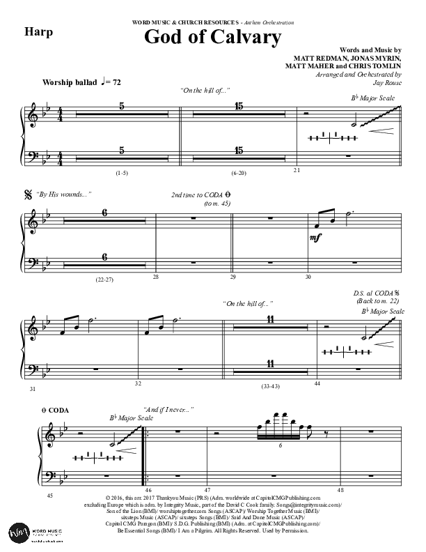 God Of Calvary (Choral Anthem SATB) Harp (Word Music Choral / Arr. Jay Rouse)
