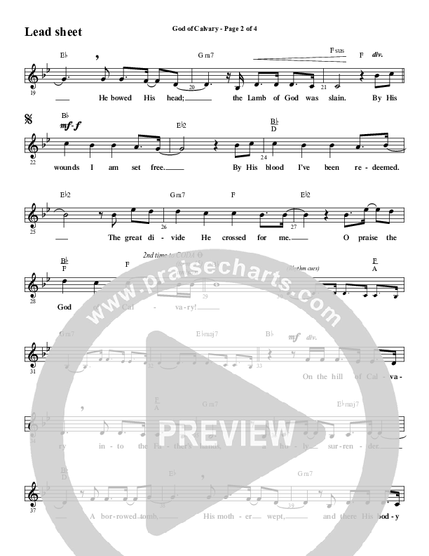 God Of Calvary (Choral Anthem SATB) Lead Sheet (Melody) (Word Music Choral / Arr. Jay Rouse)
