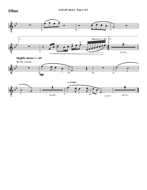 God Of Calvary (Choral Anthem SATB) Oboe (Word Music Choral / Arr. Jay Rouse)
