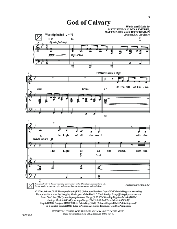 God Of Calvary (Choral Anthem SATB) Anthem (SATB/Piano) (Word Music Choral / Arr. Jay Rouse)