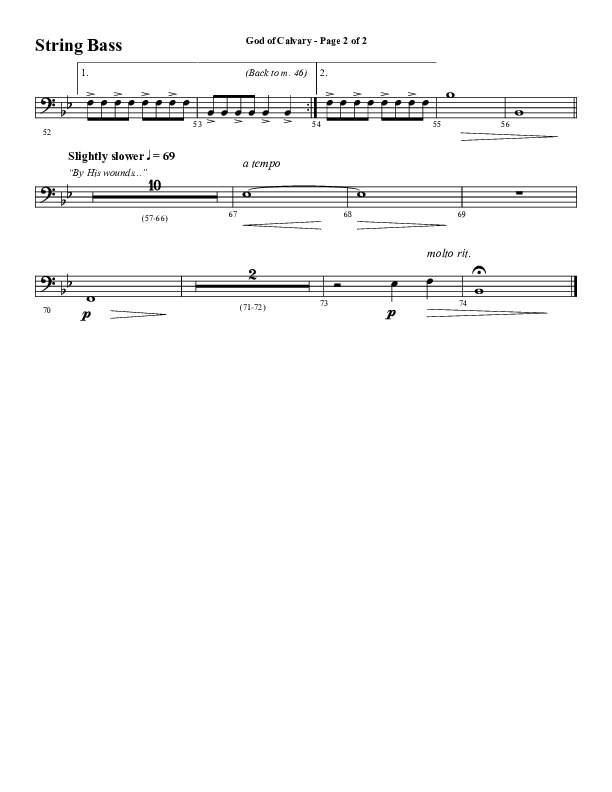 God Of Calvary (Choral Anthem SATB) String Bass (Word Music Choral / Arr. Jay Rouse)