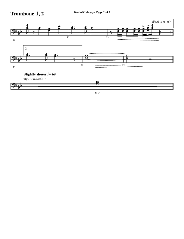 God Of Calvary (Choral Anthem SATB) Trombone 1/2 (Word Music Choral / Arr. Jay Rouse)