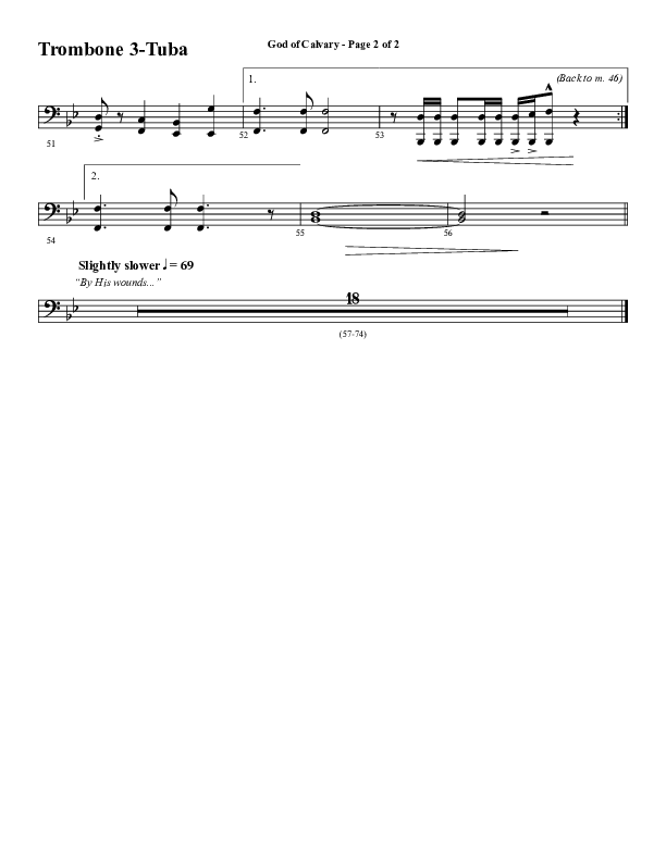 God Of Calvary (Choral Anthem SATB) Trombone 3/Tuba (Word Music Choral / Arr. Jay Rouse)