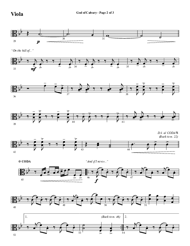 God Of Calvary (Choral Anthem SATB) Viola (Word Music Choral / Arr. Jay Rouse)