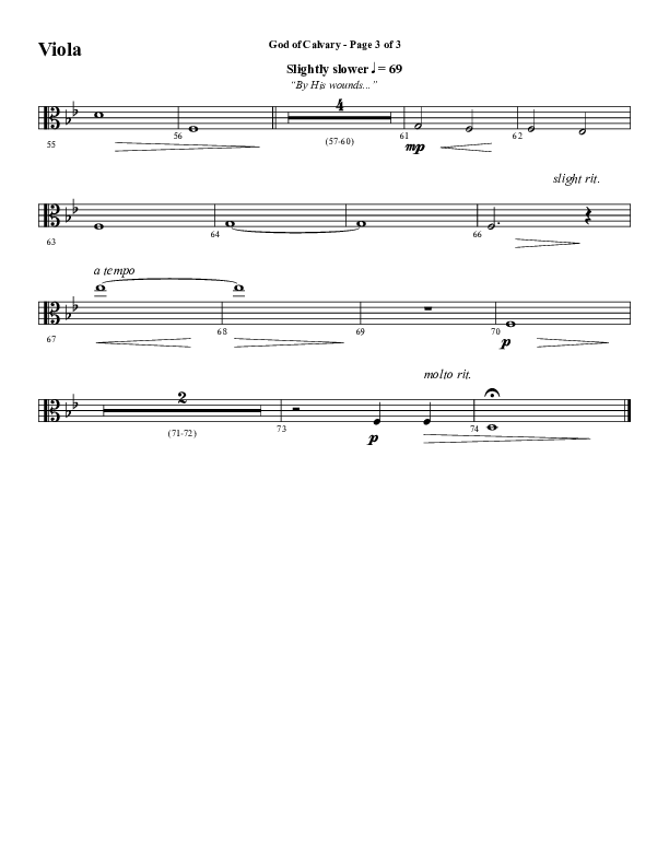 God Of Calvary (Choral Anthem SATB) Viola (Word Music Choral / Arr. Jay Rouse)