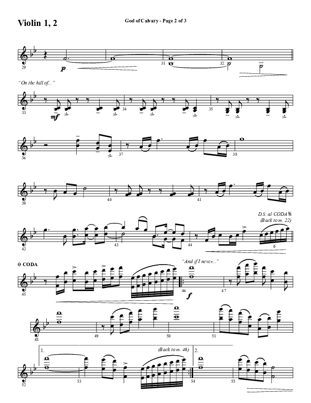 God Of Calvary (Choral Anthem SATB) Violin 1/2 (Word Music Choral / Arr. Jay Rouse)