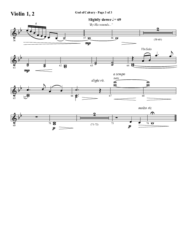 God Of Calvary (Choral Anthem SATB) Violin 1/2 (Word Music Choral / Arr. Jay Rouse)