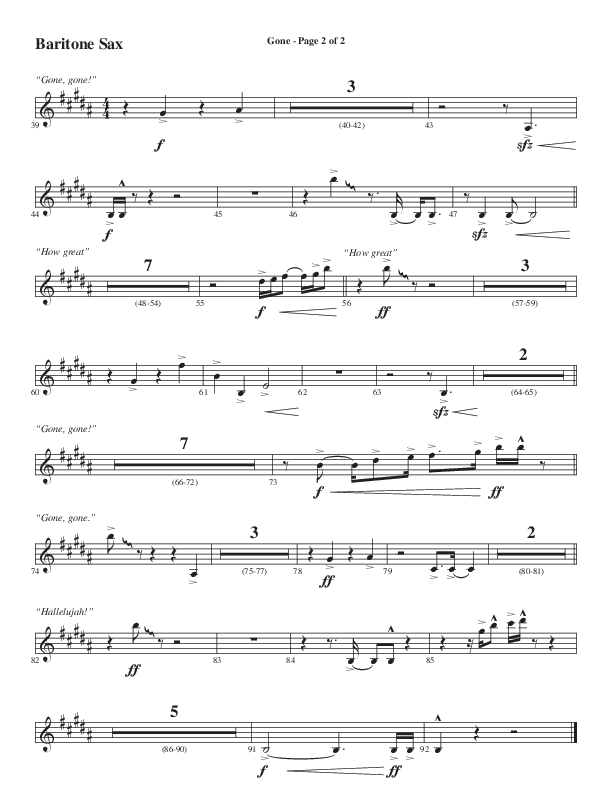 Gone (Choral Anthem SATB) Bari Sax (Word Music Choral / Arr. Cliff Duren)