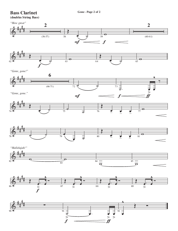 Gone (Choral Anthem SATB) Bass Clarinet (Word Music Choral / Arr. Cliff Duren)