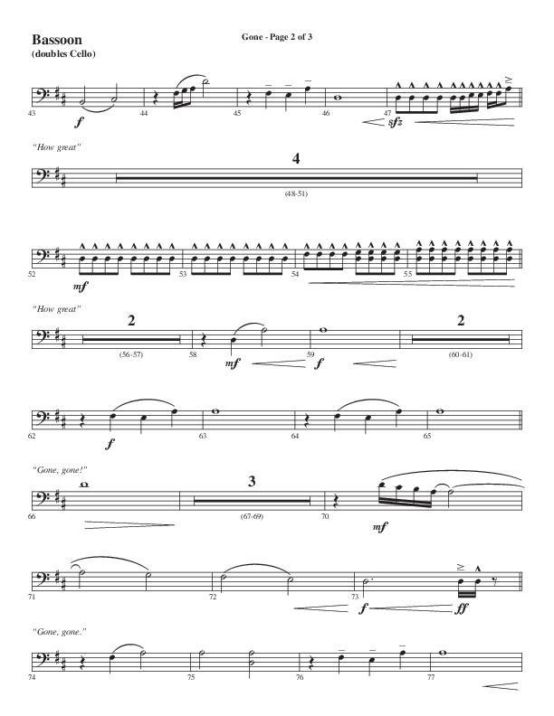 Gone (Choral Anthem SATB) Bassoon (Word Music Choral / Arr. Cliff Duren)