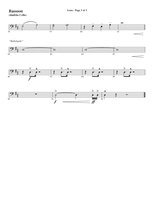 Gone (Choral Anthem SATB) Bassoon (Word Music Choral / Arr. Cliff Duren)