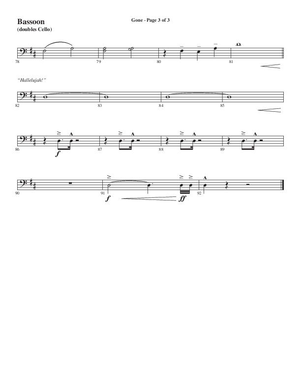Gone (Choral Anthem SATB) Bassoon (Word Music Choral / Arr. Cliff Duren)