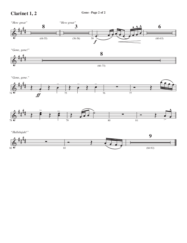 Gone (Choral Anthem SATB) Clarinet 1/2 (Word Music Choral / Arr. Cliff Duren)