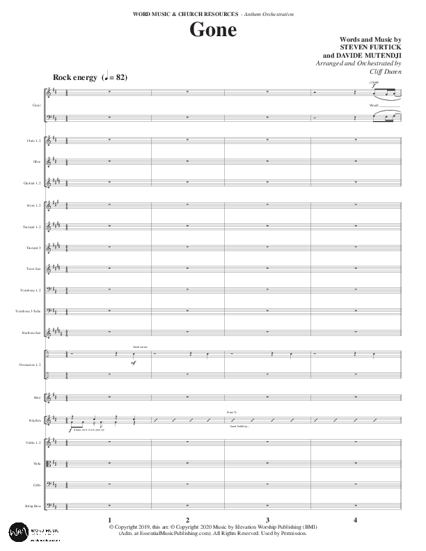 Gone (Choral Anthem SATB) Orchestration (Word Music Choral / Arr. Cliff Duren)