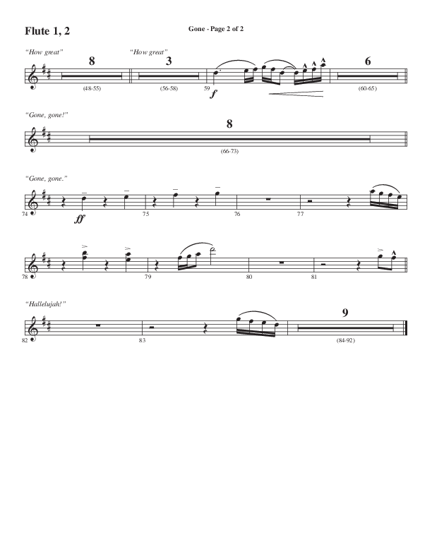 Gone (Choral Anthem SATB) Flute 1/2 (Word Music Choral / Arr. Cliff Duren)