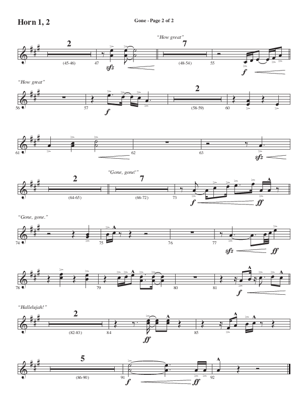 Gone (Choral Anthem SATB) French Horn 1/2 (Word Music Choral / Arr. Cliff Duren)