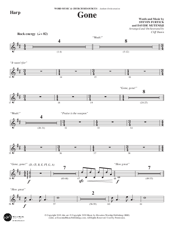 Gone (Choral Anthem SATB) Harp (Word Music Choral / Arr. Cliff Duren)