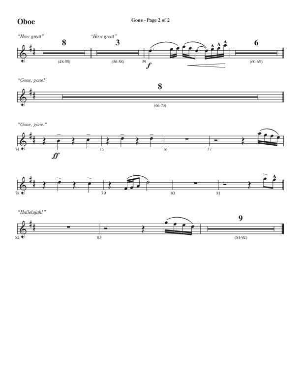 Gone (Choral Anthem SATB) Oboe (Word Music Choral / Arr. Cliff Duren)