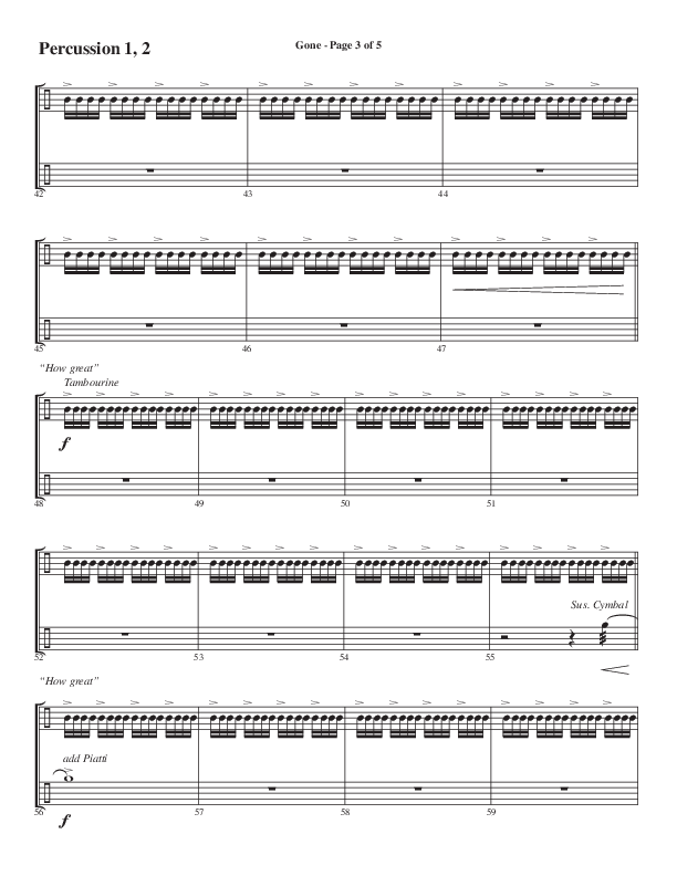 Gone (Choral Anthem SATB) Percussion 1/2 (Word Music Choral / Arr. Cliff Duren)