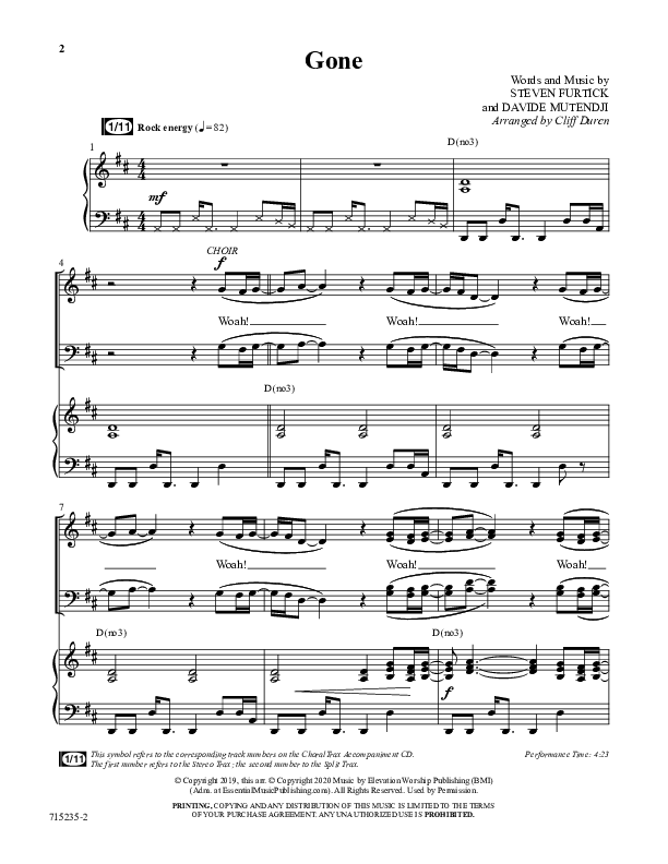 Gone (Choral Anthem SATB) Anthem (SATB/Piano) (Word Music Choral / Arr. Cliff Duren)