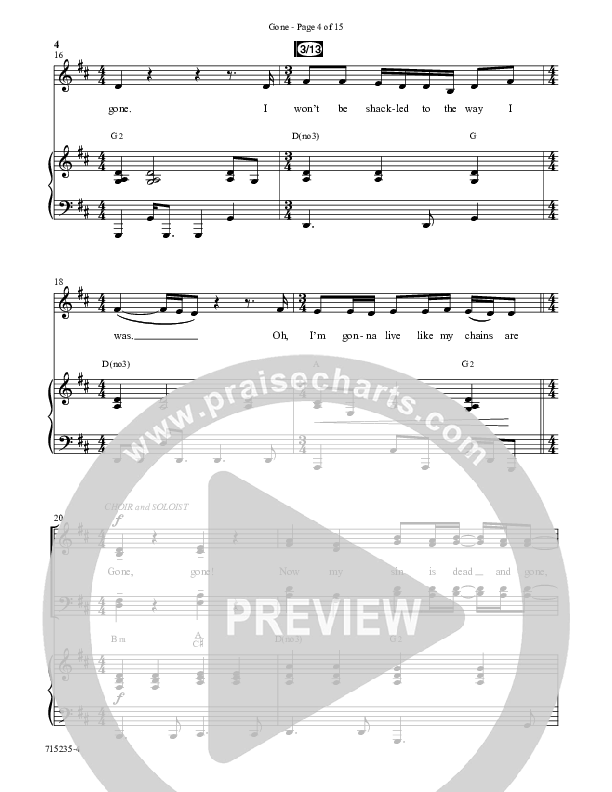 Gone (Choral Anthem SATB) Anthem (SATB/Piano) (Word Music Choral / Arr. Cliff Duren)