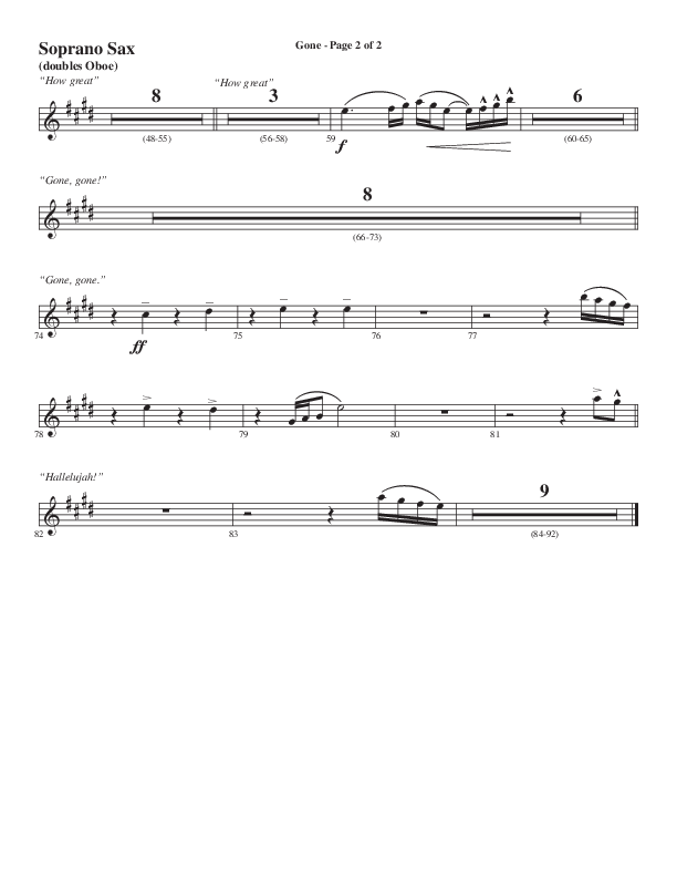 Gone (Choral Anthem SATB) Soprano Sax (Word Music Choral / Arr. Cliff Duren)
