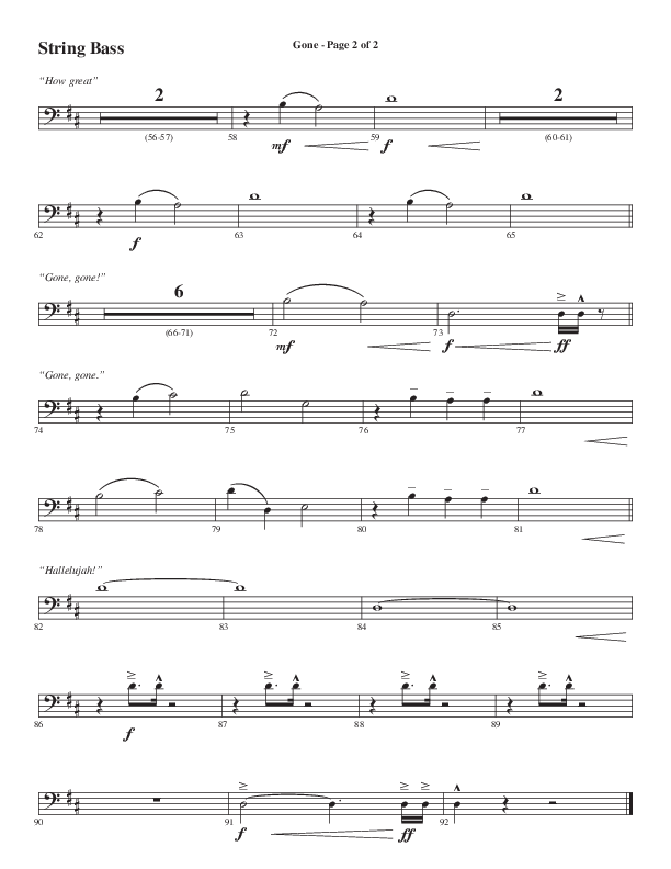 Gone (Choral Anthem SATB) String Bass (Word Music Choral / Arr. Cliff Duren)