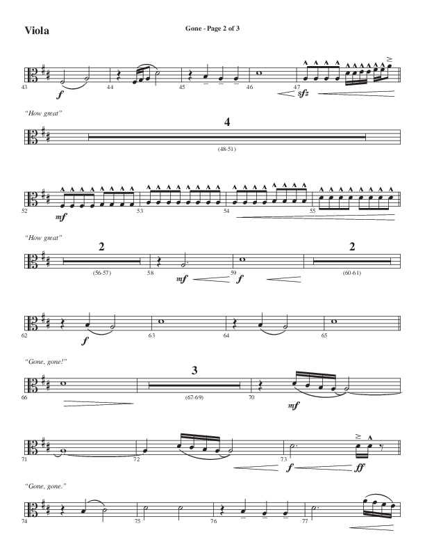 Gone (Choral Anthem SATB) Viola (Word Music Choral / Arr. Cliff Duren)