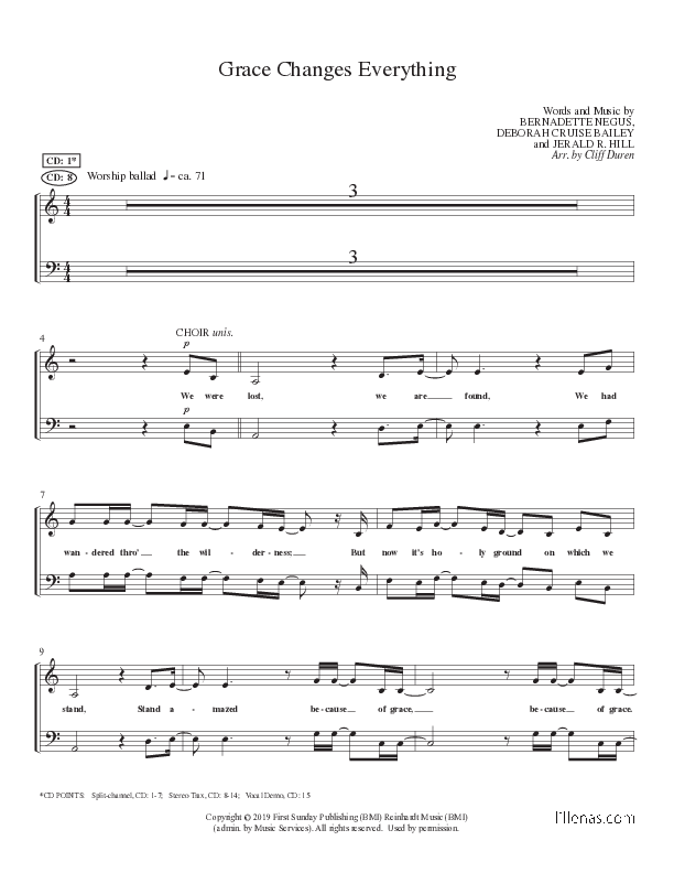 Grace Changes Everything (Choral Anthem SATB) Choir Vocals (SATB) (Lillenas Choral / Arr. Cliff Duren)