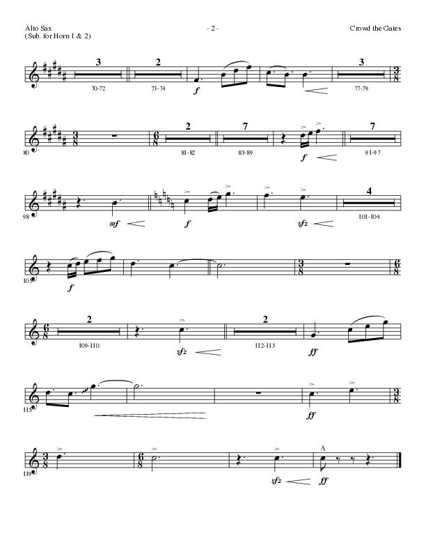 Crowd The Gates (Choral Anthem SATB) Alto Sax (Lillenas Choral / Arr. Cliff Duren)