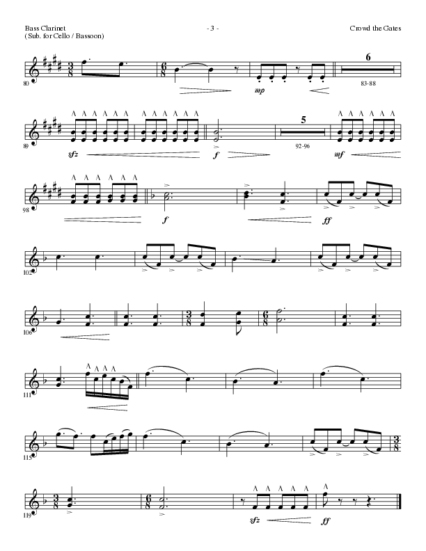 Crowd The Gates (Choral Anthem SATB) Bass Clarinet (Lillenas Choral / Arr. Cliff Duren)