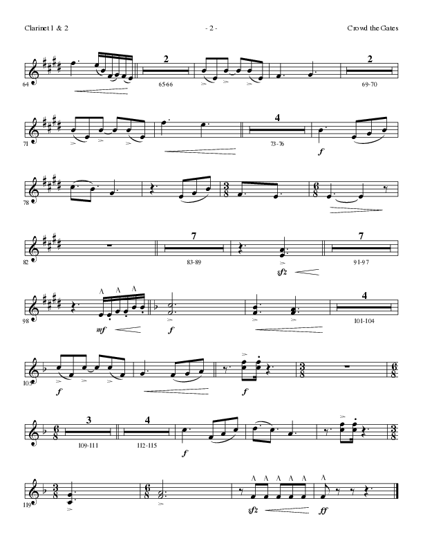 Crowd The Gates (Choral Anthem SATB) Clarinet 1/2 (Lillenas Choral / Arr. Cliff Duren)