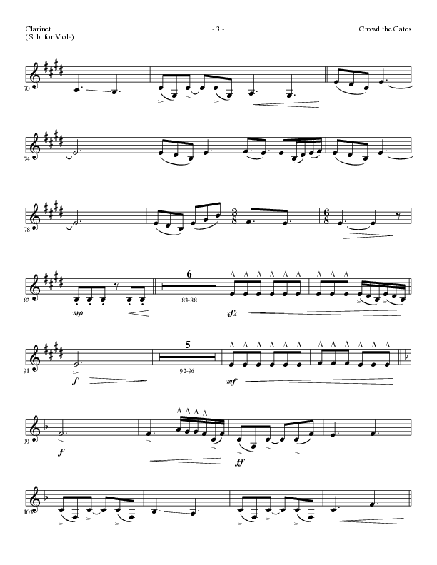 Crowd The Gates (Choral Anthem SATB) Clarinet (Lillenas Choral / Arr. Cliff Duren)