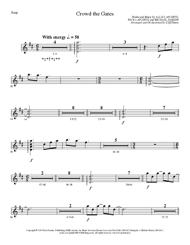 Crowd The Gates (Choral Anthem SATB) Harp (Lillenas Choral / Arr. Cliff Duren)
