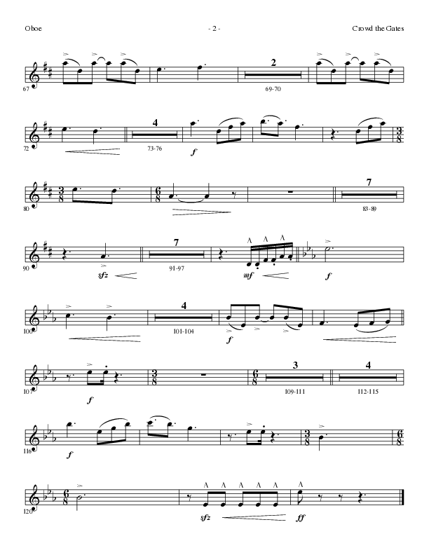 Crowd The Gates (Choral Anthem SATB) Oboe (Lillenas Choral / Arr. Cliff Duren)