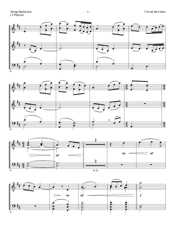 Crowd The Gates (Choral Anthem SATB) String Reduction (Lillenas Choral / Arr. Cliff Duren)