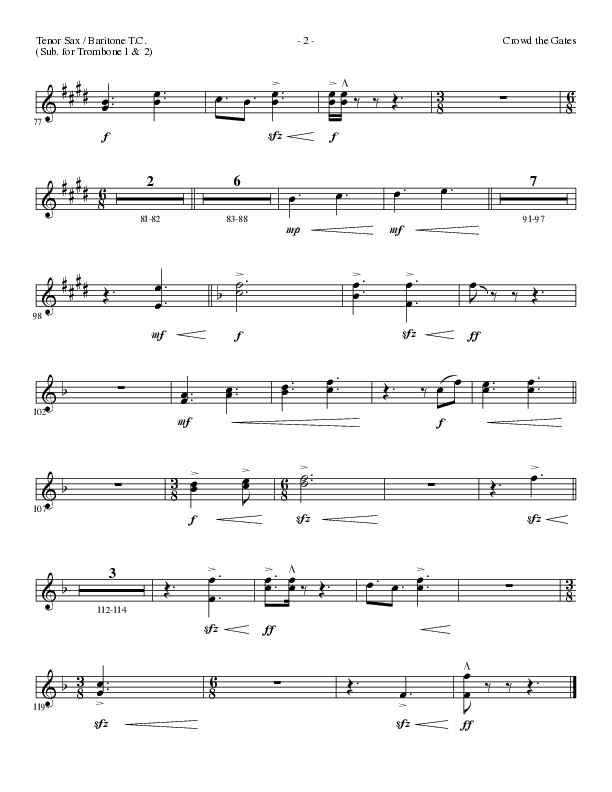 Crowd The Gates (Choral Anthem SATB) Tenor Sax/Baritone T.C. (Lillenas Choral / Arr. Cliff Duren)