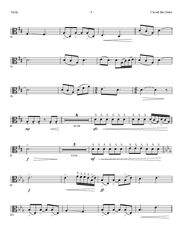 Crowd The Gates (Choral Anthem SATB) Viola (Lillenas Choral / Arr. Cliff Duren)