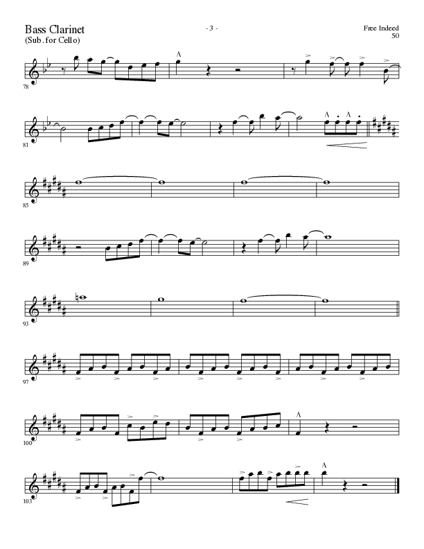 Free Indeed (Choral Anthem SATB) Bass Clarinet (Lillenas Choral / Arr. Cliff Duren / Orch. Cliff Duren)