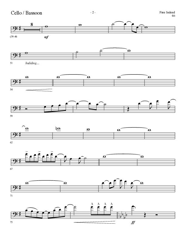 Free Indeed (Choral Anthem SATB) Cello (Lillenas Choral / Arr. Cliff Duren / Orch. Cliff Duren)
