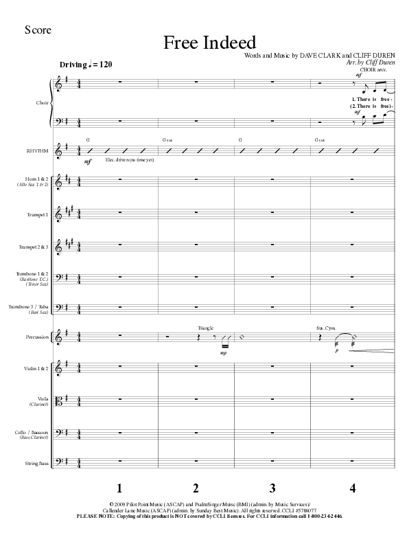 Free Indeed (Choral Anthem SATB) Conductor's Score (Lillenas Choral / Arr. Cliff Duren / Orch. Cliff Duren)