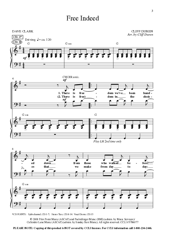 Free Indeed (Choral Anthem SATB) Anthem (SATB/Piano) (Lillenas Choral / Arr. Cliff Duren / Orch. Cliff Duren)