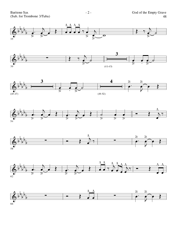 God of the Empty Grave (Choral Anthem SATB) Bari Sax (Lillenas Choral / Arr. David Clydesdale)