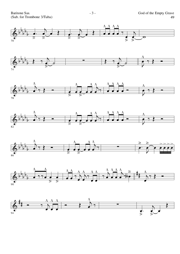 God of the Empty Grave (Choral Anthem SATB) Bari Sax (Lillenas Choral / Arr. David Clydesdale)