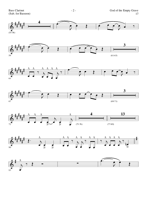God of the Empty Grave (Choral Anthem SATB) Bass Clarinet (Lillenas Choral / Arr. David Clydesdale)
