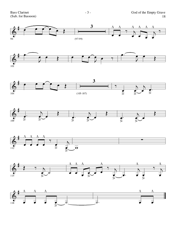 God of the Empty Grave (Choral Anthem SATB) Bass Clarinet (Lillenas Choral / Arr. David Clydesdale)