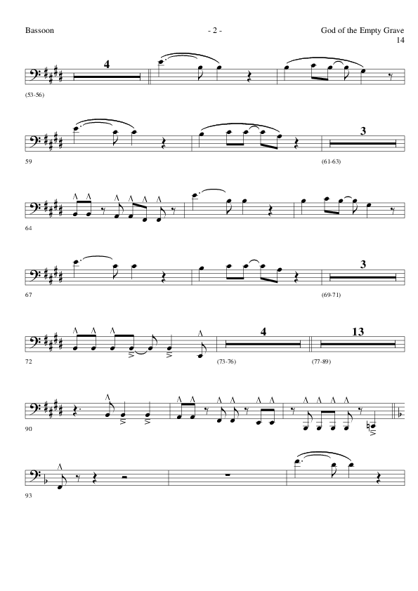 God of the Empty Grave (Choral Anthem SATB) Bassoon (Lillenas Choral / Arr. David Clydesdale)