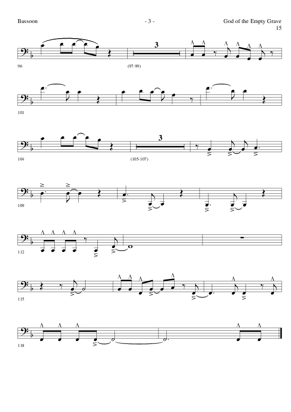 God of the Empty Grave (Choral Anthem SATB) Bassoon (Lillenas Choral / Arr. David Clydesdale)