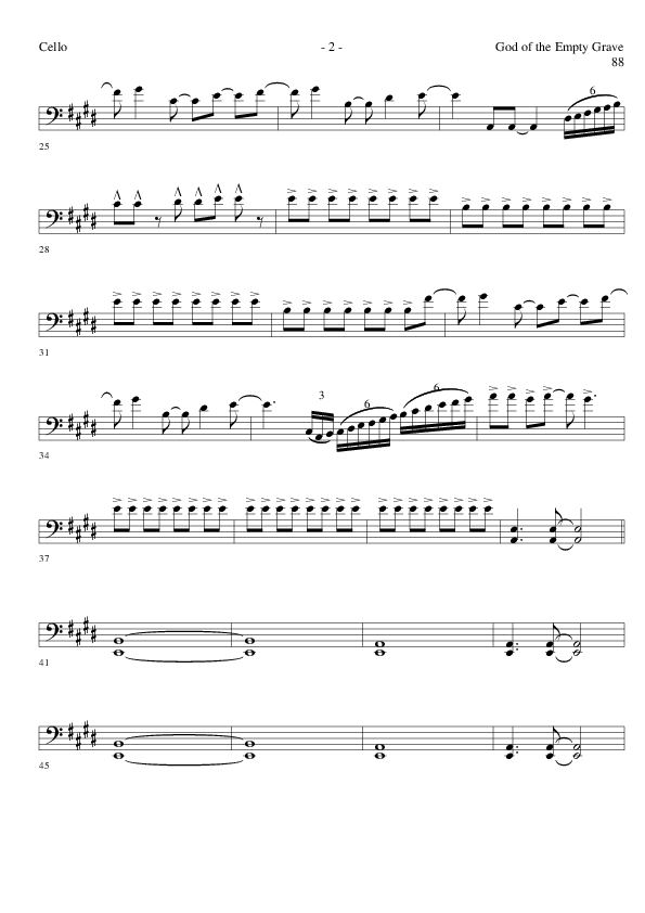 God of the Empty Grave (Choral Anthem SATB) Cello (Lillenas Choral / Arr. David Clydesdale)